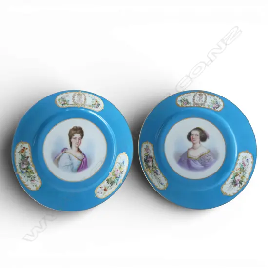A pair of 19thC Sevres portrait plates,