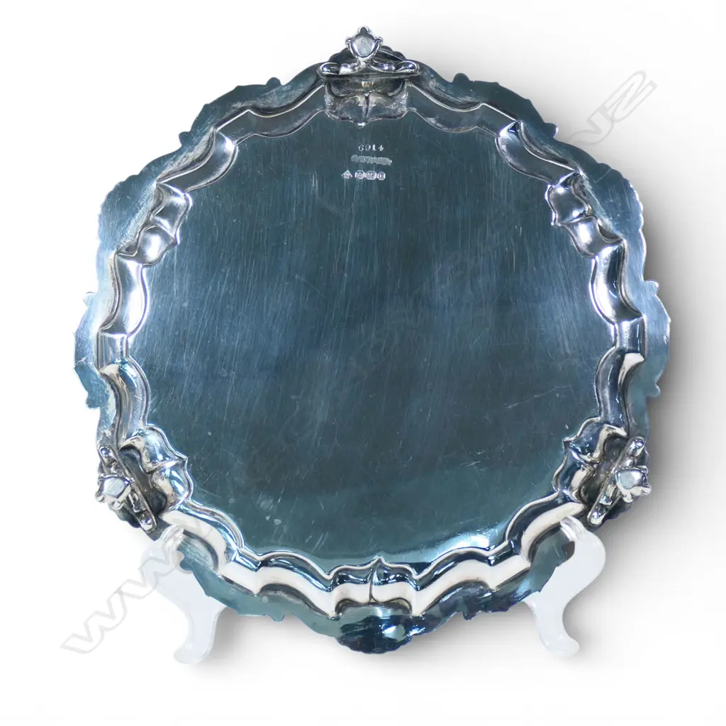 A Victorian silver piecrust edged waiter, Image 1++