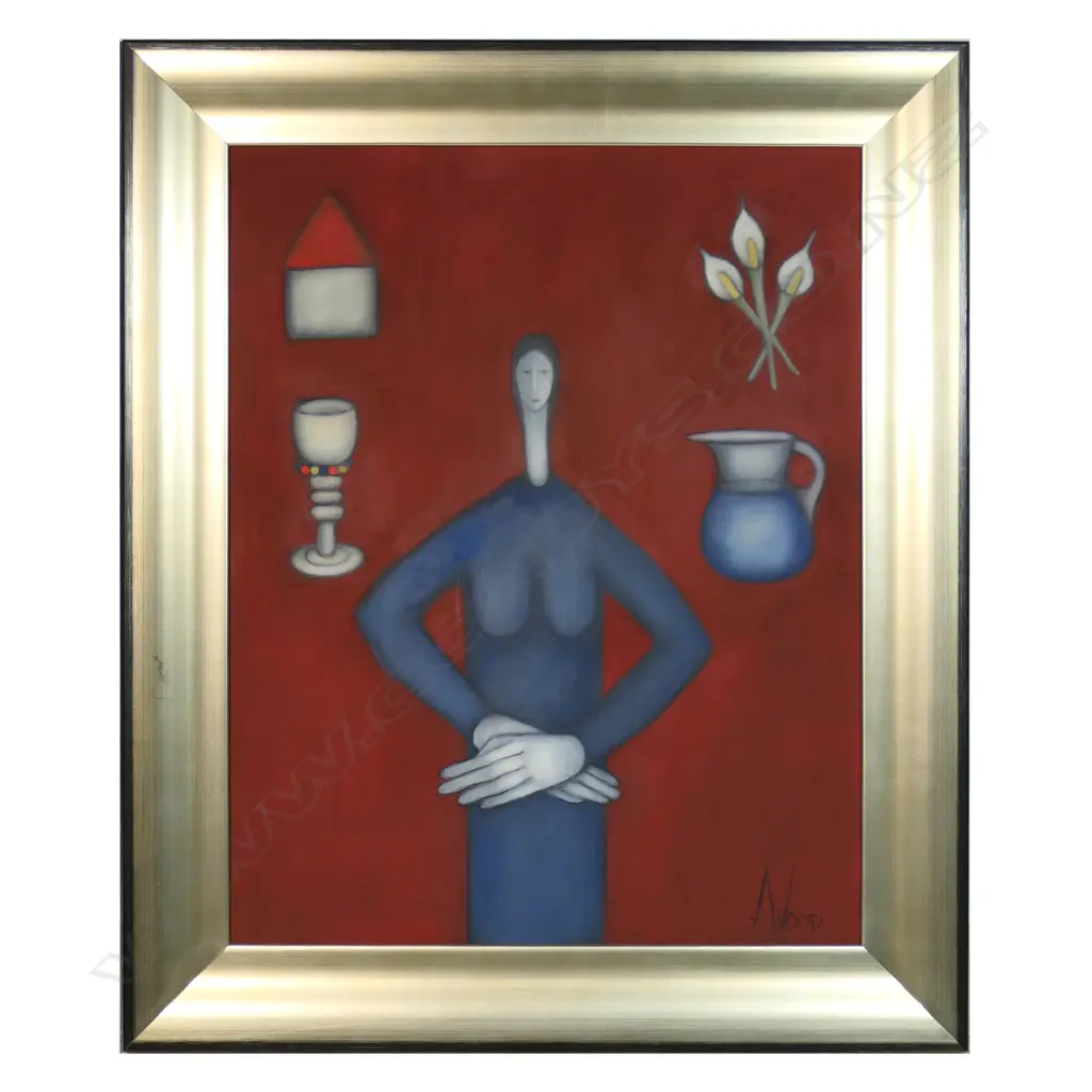 Agnes Wood (NZ 1921-2013), 'Untitled (Woman with Goblet)', Image 1++