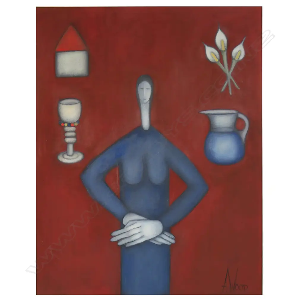 Agnes Wood (NZ 1921-2013), 'Untitled (Woman with Goblet)', Image 1++