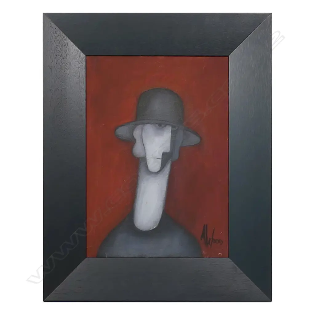 Agnes Wood (NZ 1921-2013) 'Portraits of Unknown People (man wearing a hat)', Image 1++