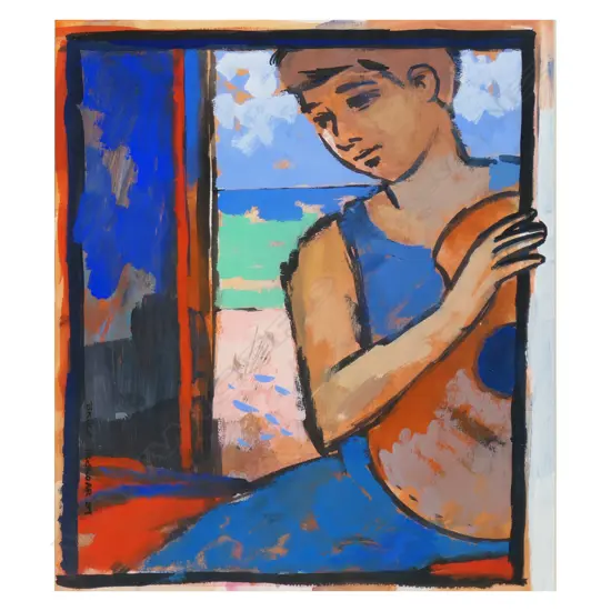 Bruce Treloar (NZ 1946-) 'Boy with guitar',