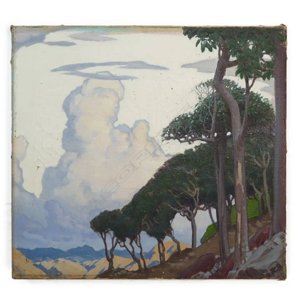 Marcus King (1891-1983) untitled hilltop trees and clouds, Image 1++