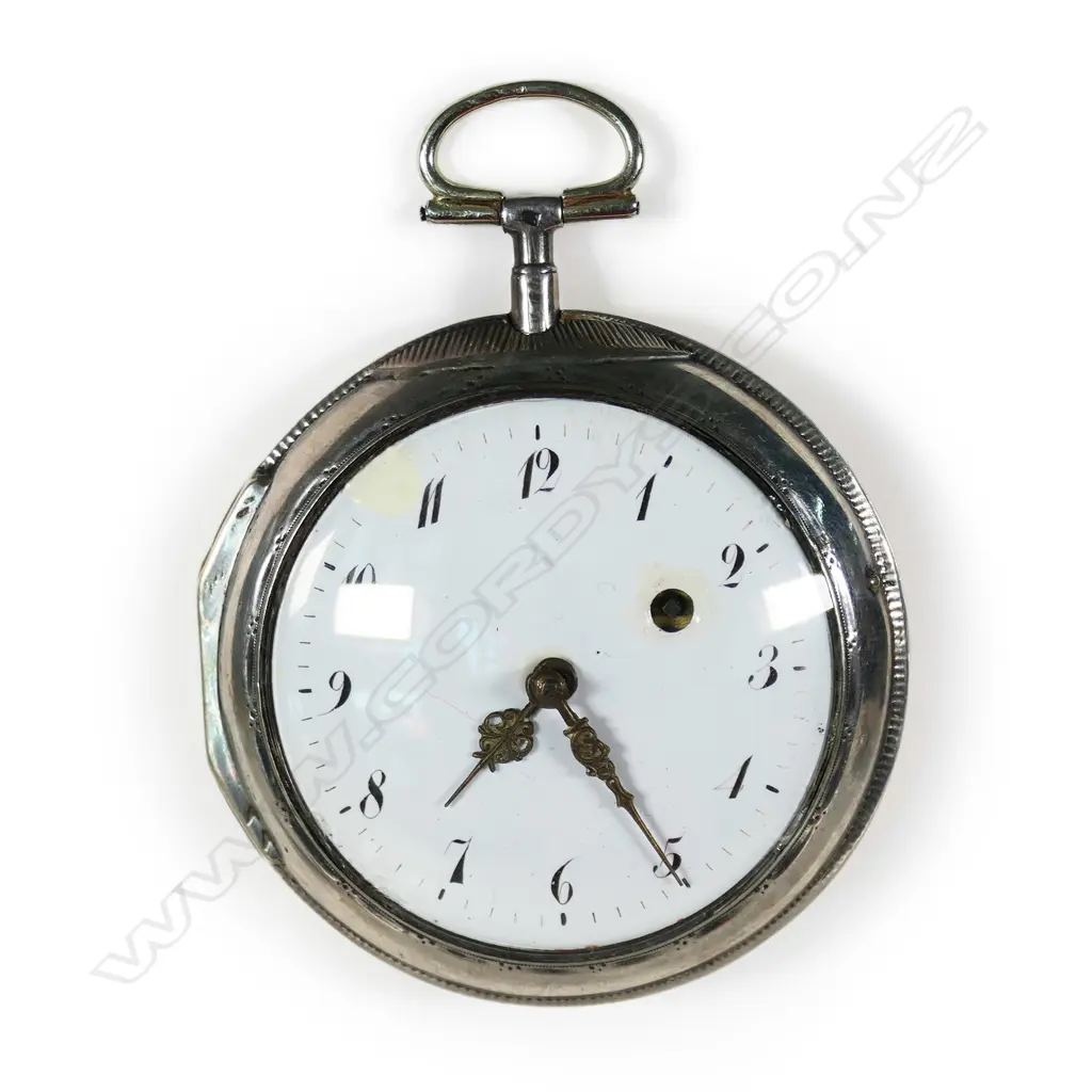 A large 19thC Continental silver consular pocket watch, Image 1++