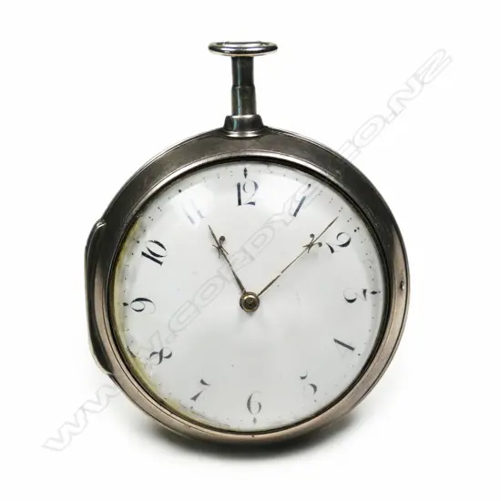 A silver 1800 pair cased verge fusee pocket watch by John Brown,