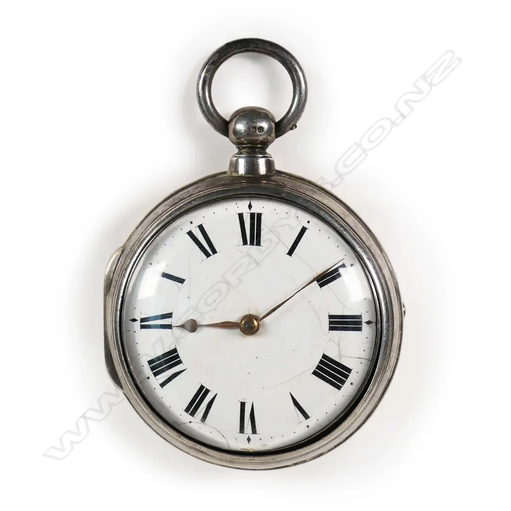 A large George IV silver pair case pocket watch, Image 1++