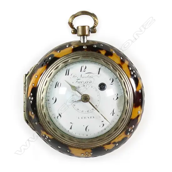 A large consular tortoiseshell cased pocket watch by Pierre-Nicolas Faizan a Geneve (b.1768),