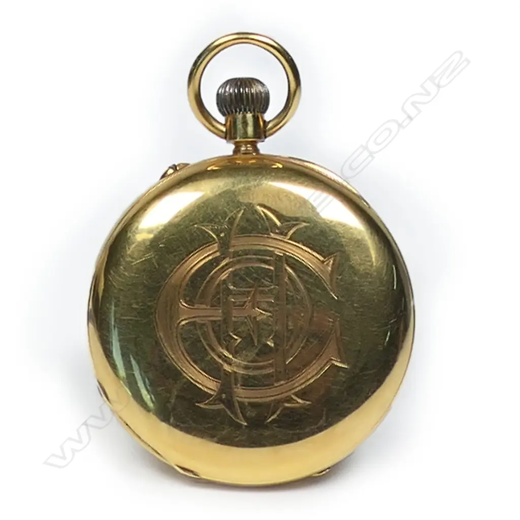 An early 1900s 18ct gold half hunter pocket watch, Image 1++
