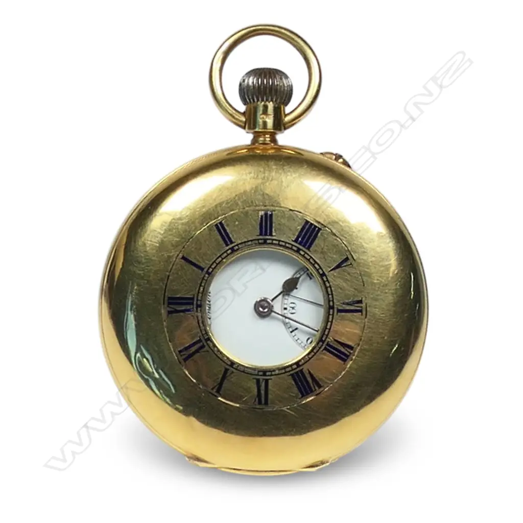 An early 1900s 18ct gold half hunter pocket watch, Image 1++