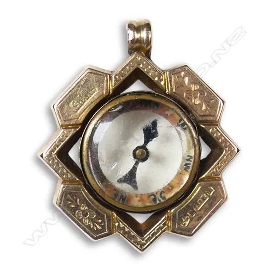 A c.1900 9ct gold compass fob,