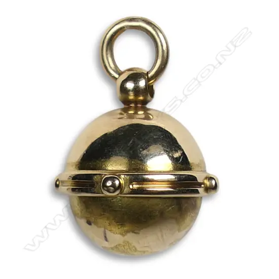 A c1900 15ct gold spherical compass fob,