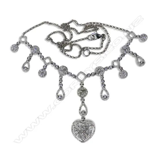 18ct white gold and 318 diamond necklace,