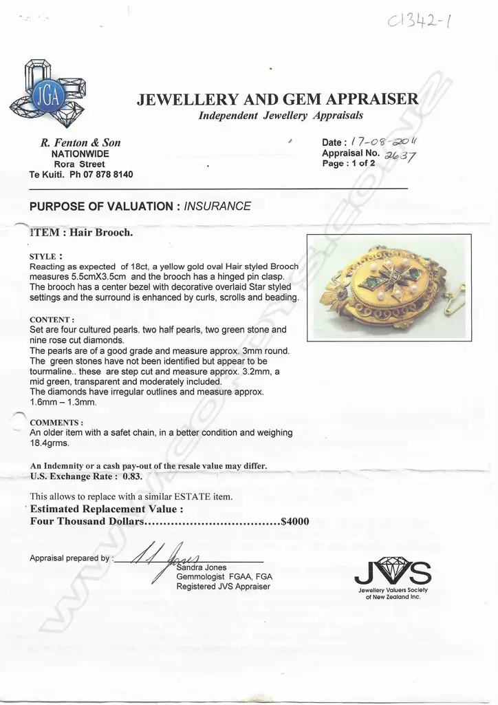 A Victorian 18ct gold diamond and emerald mourning brooch, Image 1++