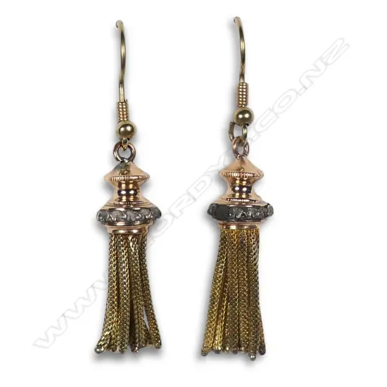 A pair of 15ct gold tassel earrings,