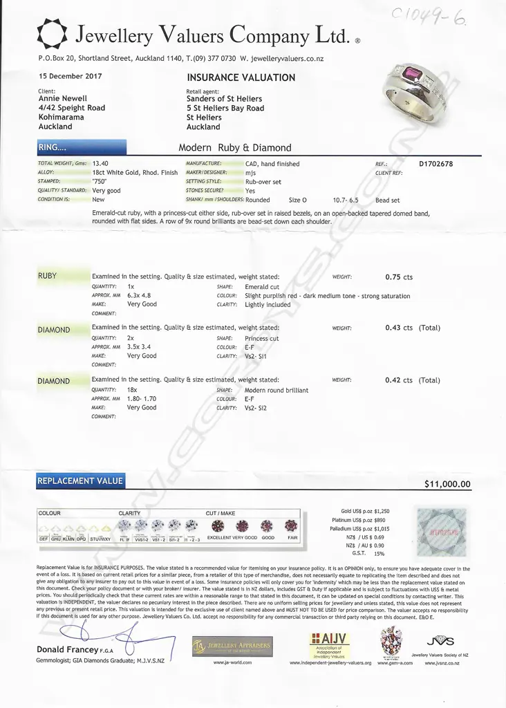 A contemporary 18ct white gold ruby and diamond ring, Image 1++