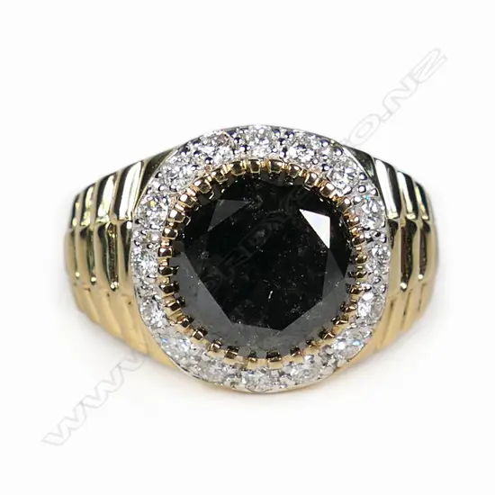 A 14ct gold and diamond gent's ring,
