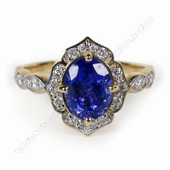A 14ct gold tanzanite and diamond dress ring,
