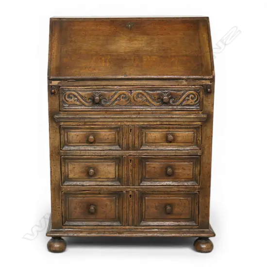 A George III small oak fall front bureau,