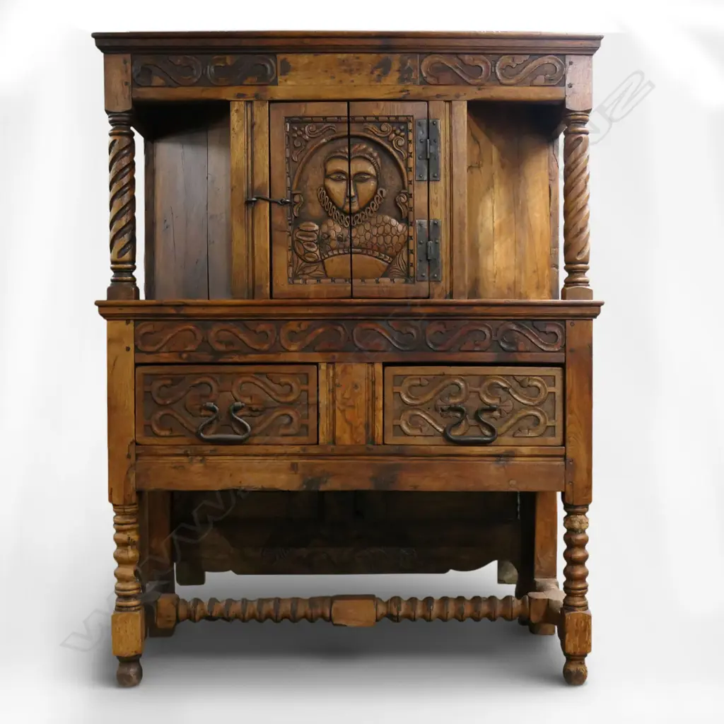 A 19thC oak carved court cupboard, Image 1++