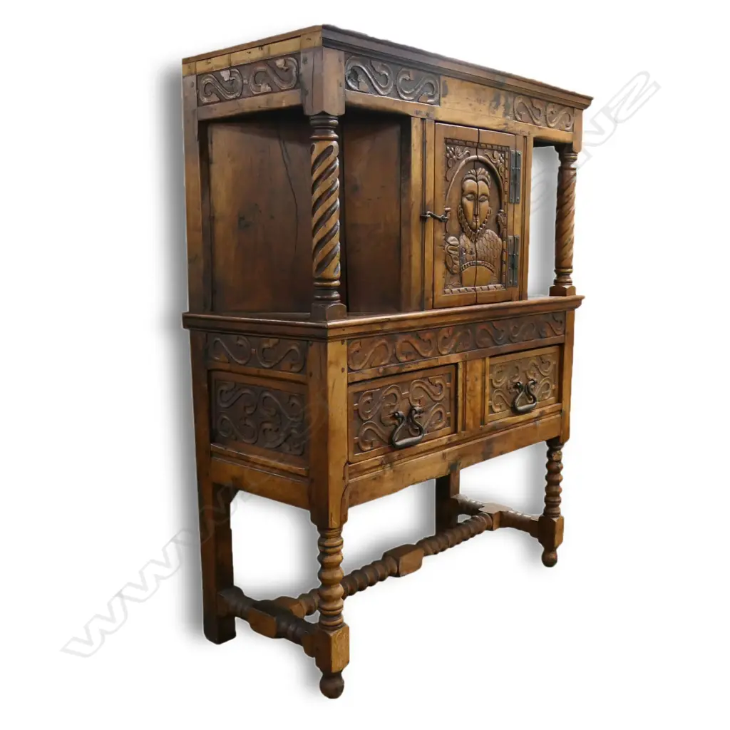 A 19thC oak carved court cupboard, Image 1++