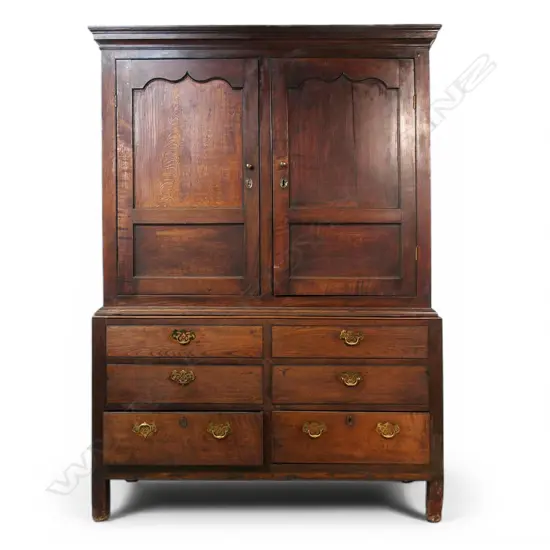 A George III oak linen press,