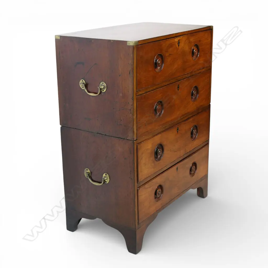 A good Victorian small proportion mahogany campaign chest, Image 1++