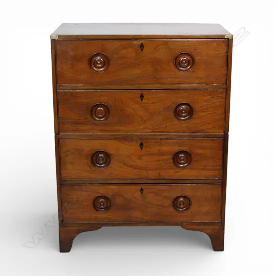 A good Victorian small proportion mahogany campaign chest,