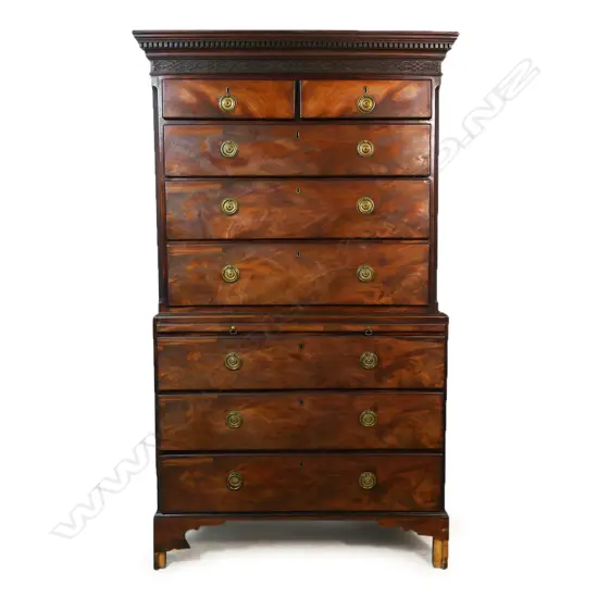 A George III mahogany chest on chest,