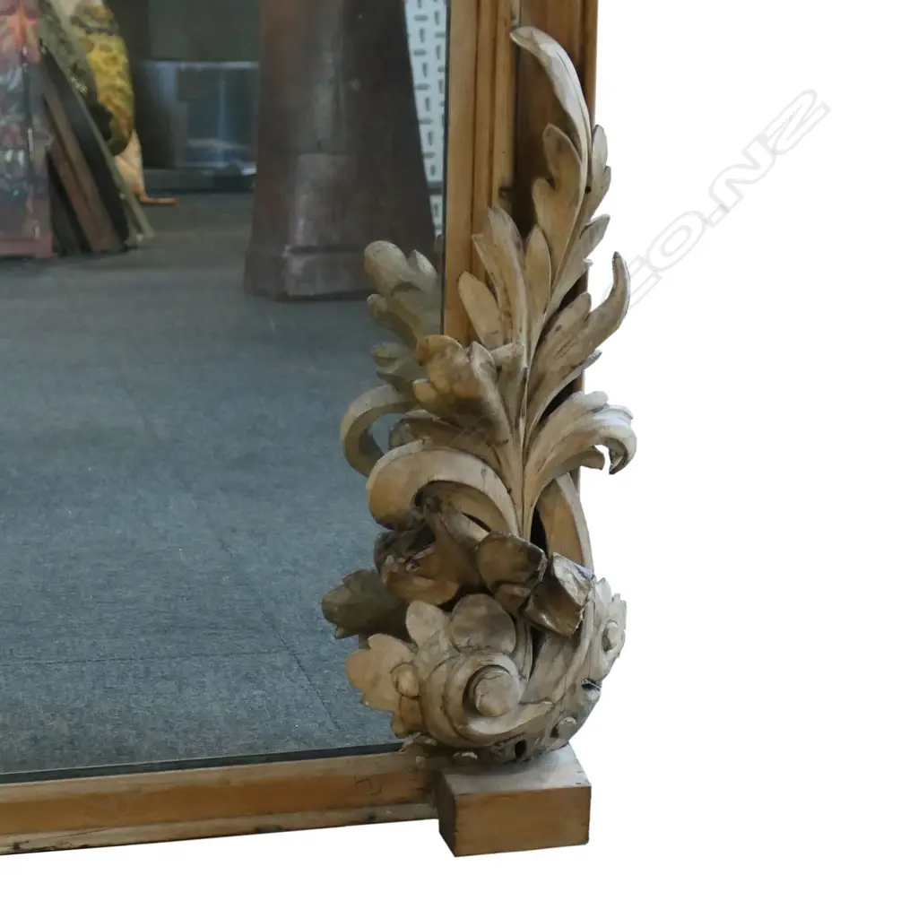A large 19thC French carved pine mirror, Image 1++