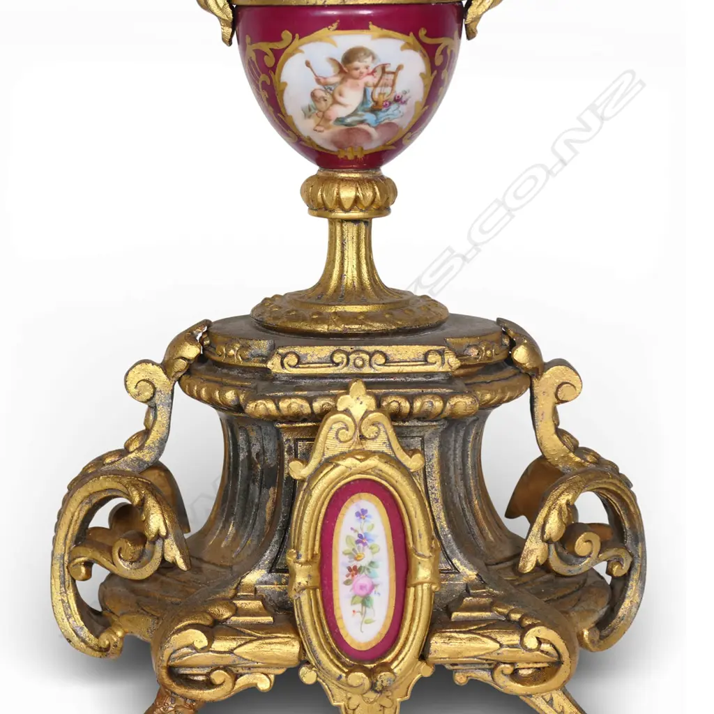 A pair of turn of the century ormolu and porcelain candelabra, Image 1++