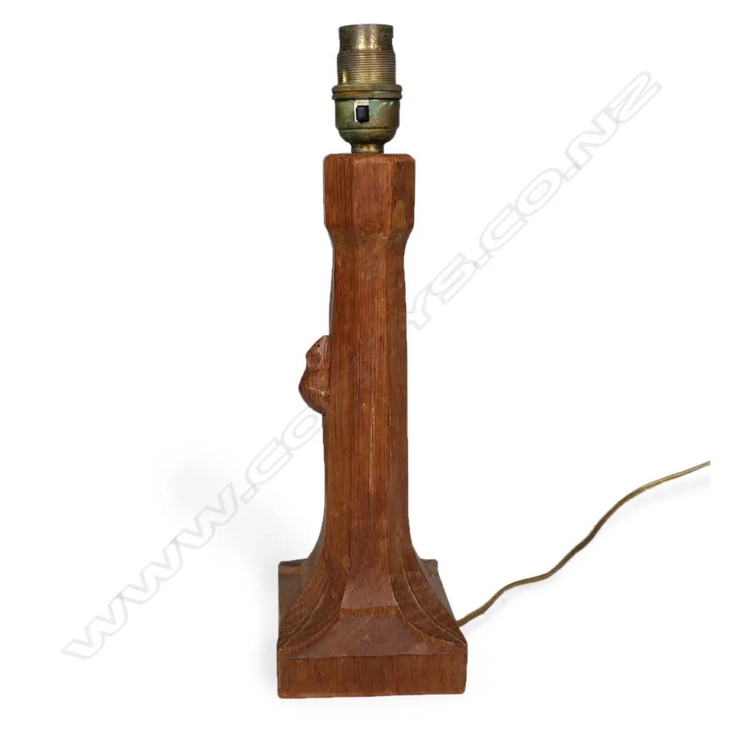 Robert Thompson Mouseman oak table lamp, Image 1++