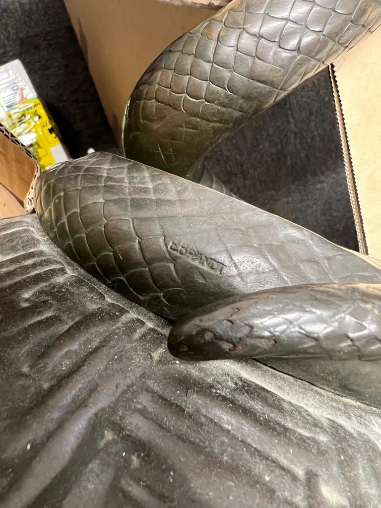 An Edgar Brandt patinated bronze floor lamp 'La Tentation', Image 1++