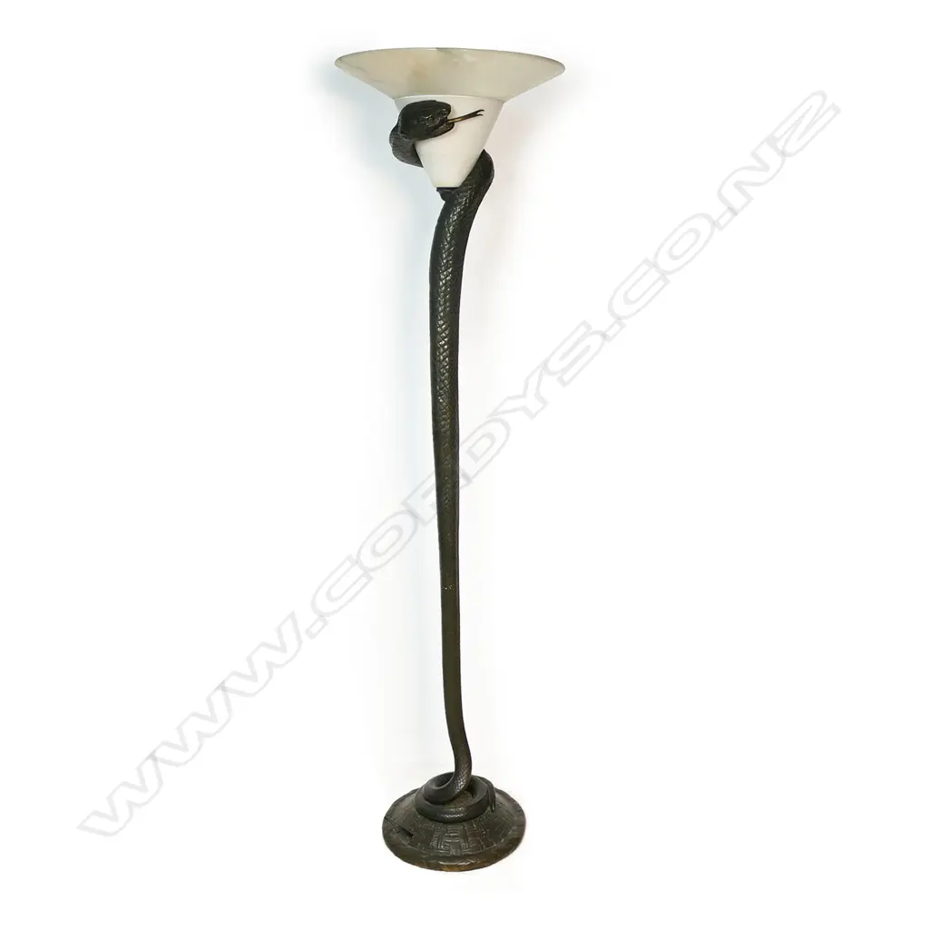 An Edgar Brandt patinated bronze floor lamp 'La Tentation', Image 1++