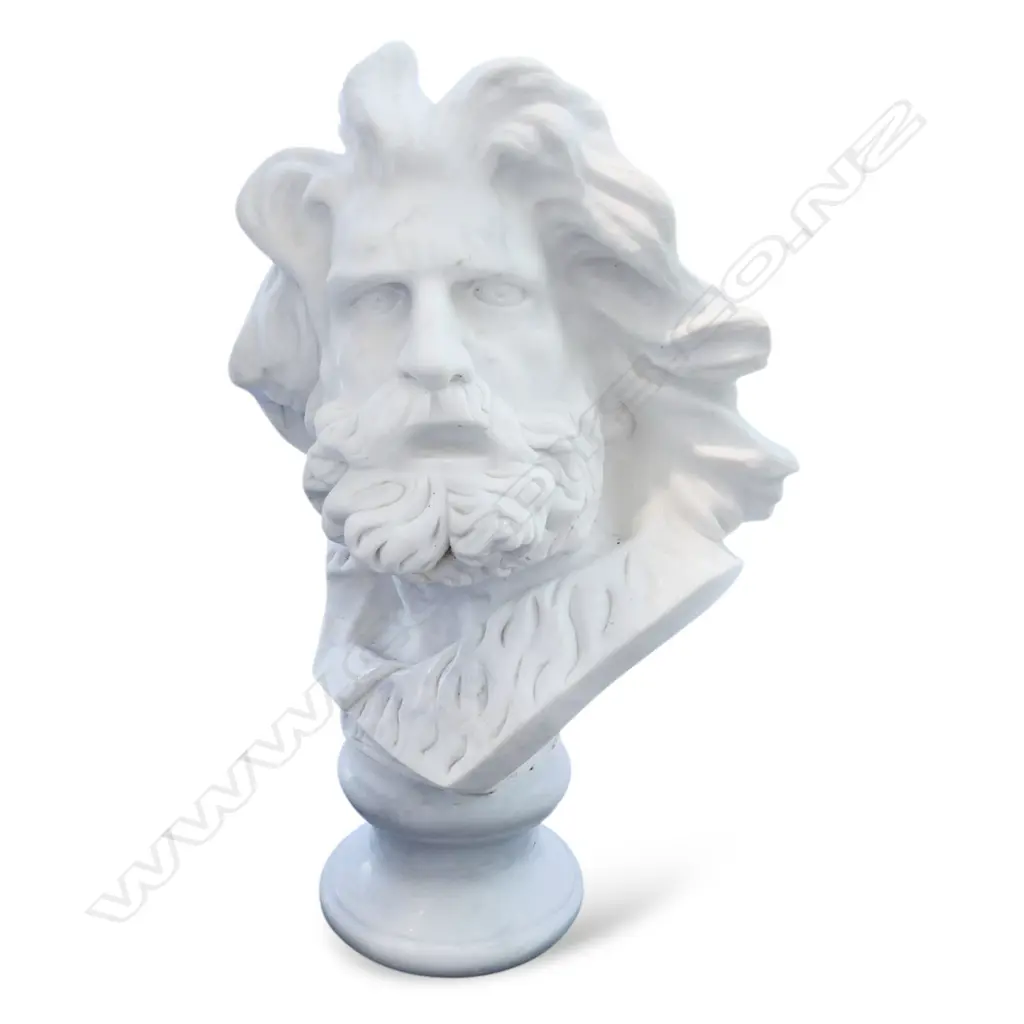 A large 20thC white marble bust of The Old Gallic Warrior, Image 1++