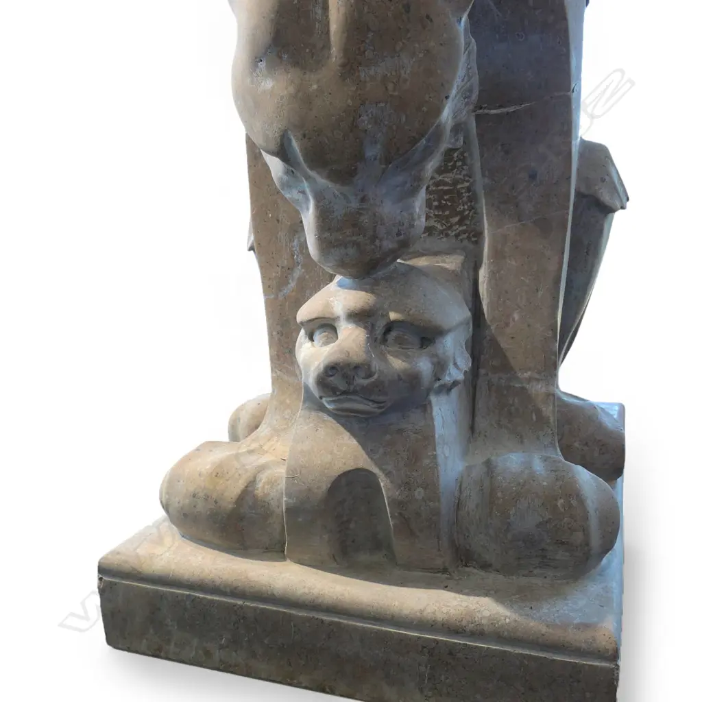 A large variegated tan marble sculptured stand, Image 1++