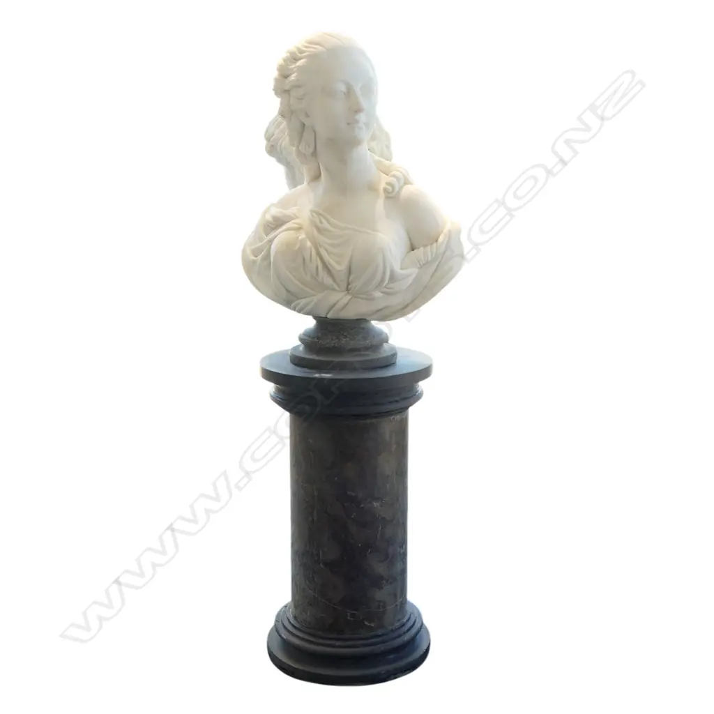 A large white marble bust of Madame du Barry, Image 1++
