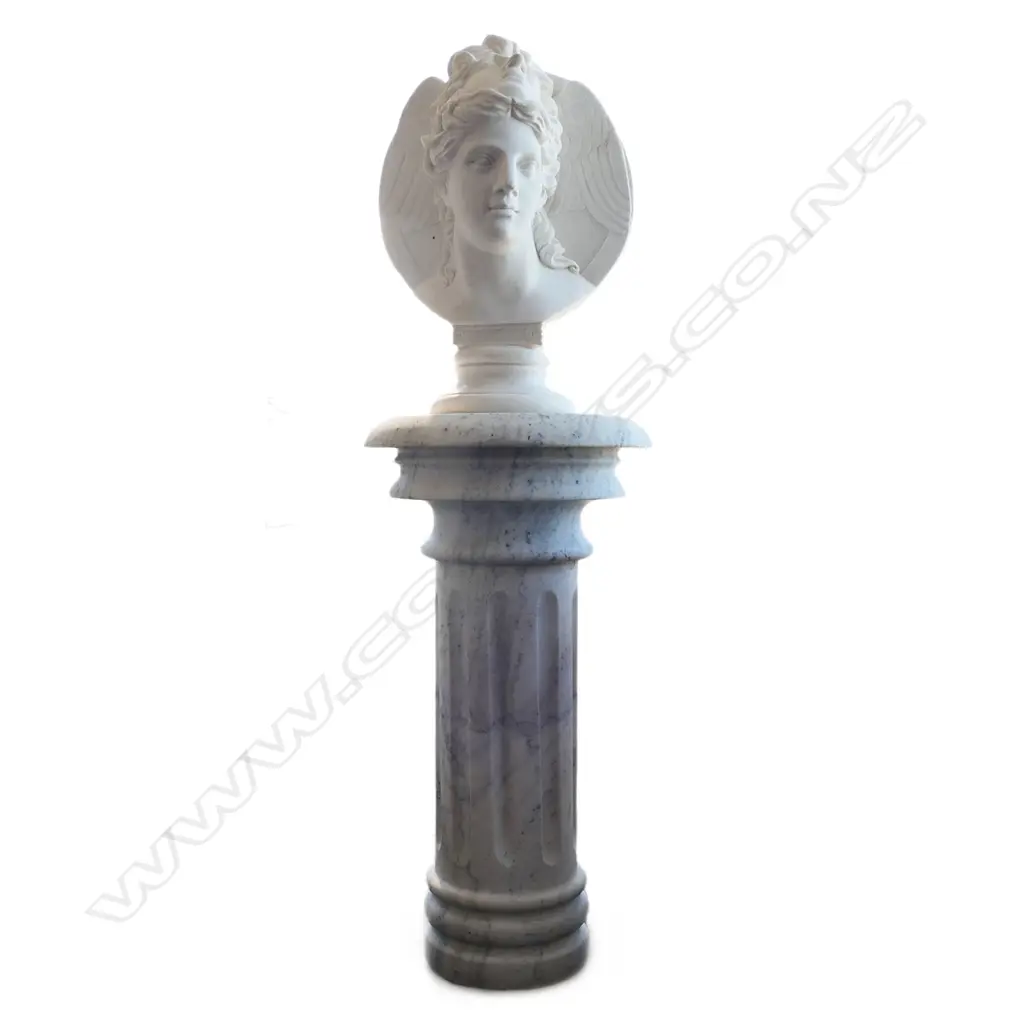 A large white marble bust of the Greek mythological figure Hypnos, Image 1++