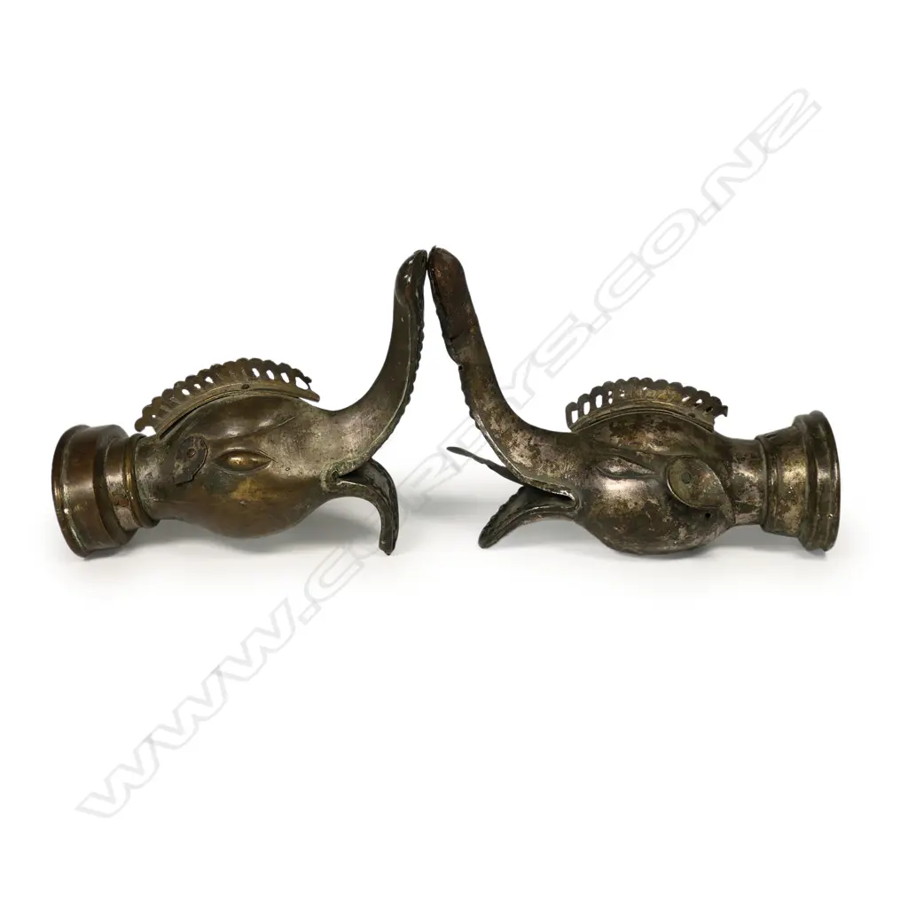 A pair of 19thC Indian bronze terminals, Image 1++