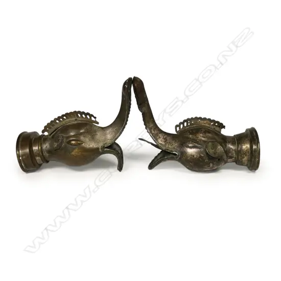 A pair of 19thC Indian bronze terminals,