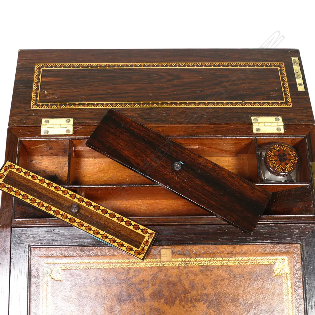 A Victorian Tunbridge ware fine inlay writing slope, Image 1++