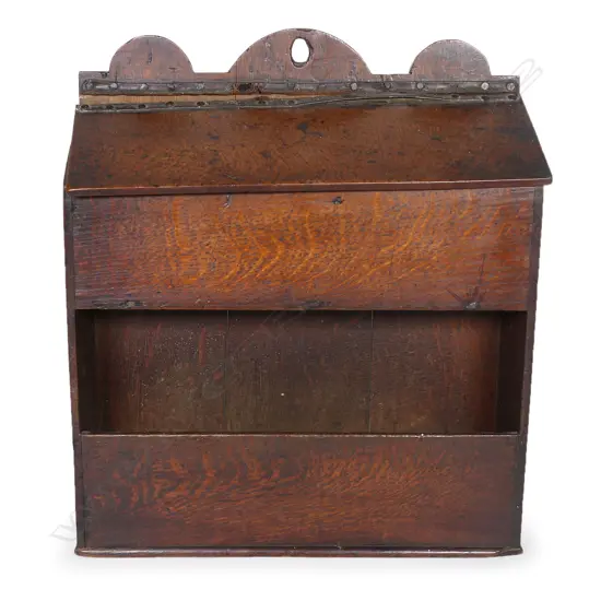 A George III oak two tier candle box,