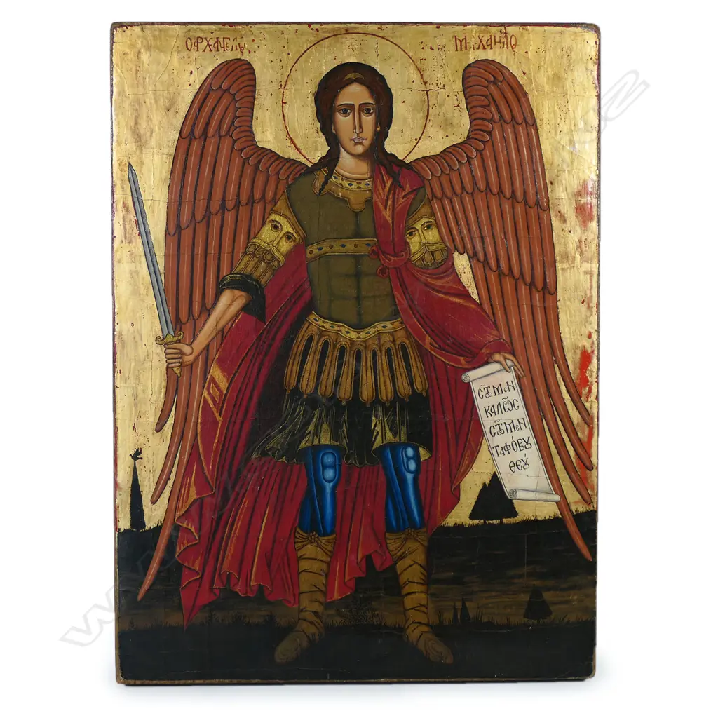 Vintage religious icon of the Archangel Michael, Image 1++