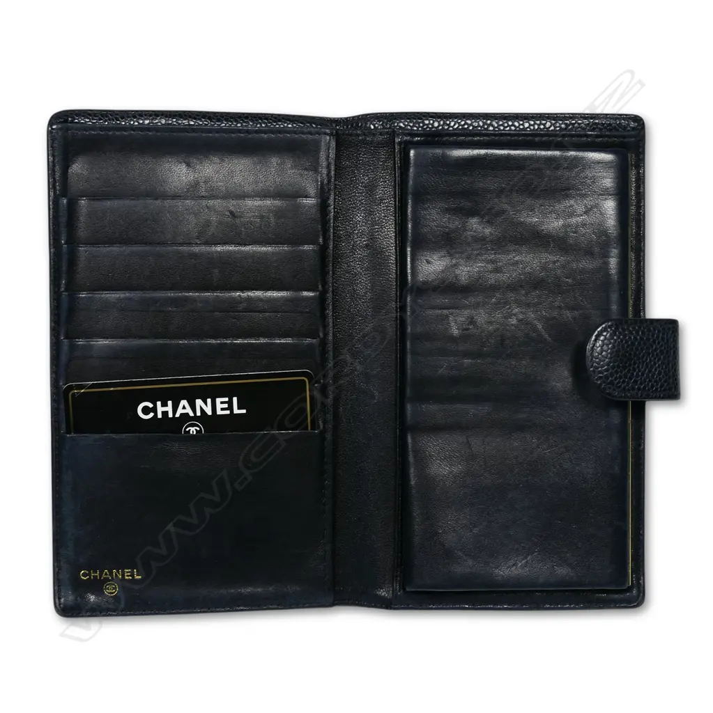 Chanel pre-owned black caviar skin bifold long wallet, Image 1++