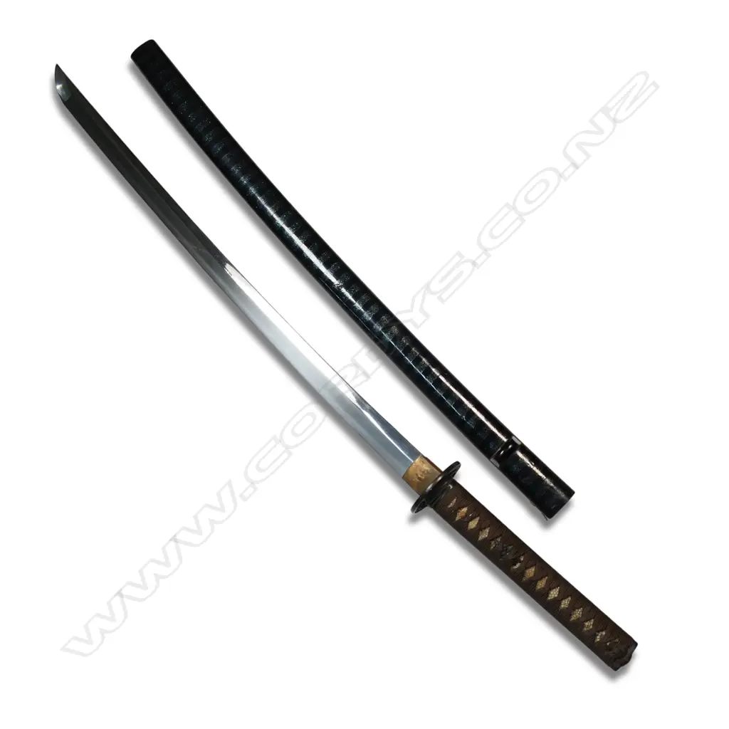 Japanese WWII katana sword in scabbard with NZ 'Certificate of Possession', Image 1++