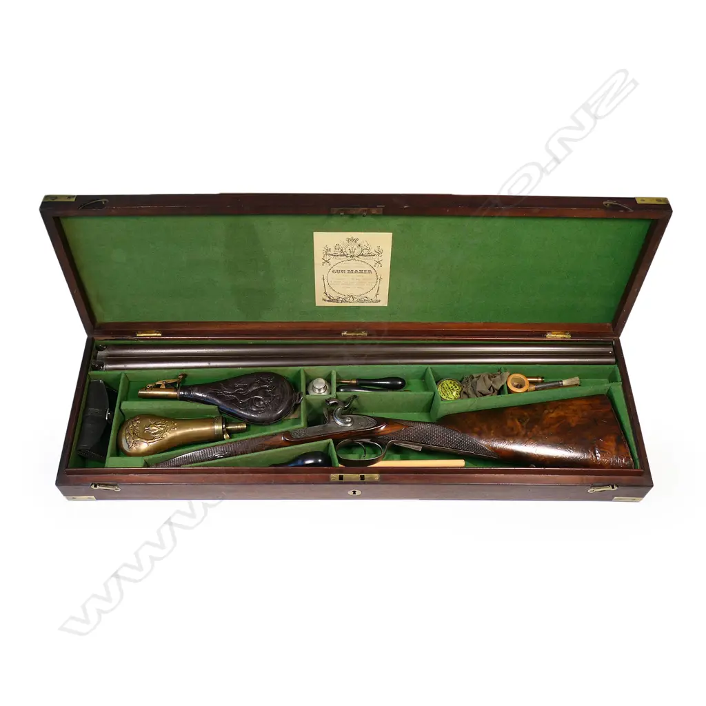 19thC John Colson double barrel percussion 16g shotgun, Image 1++