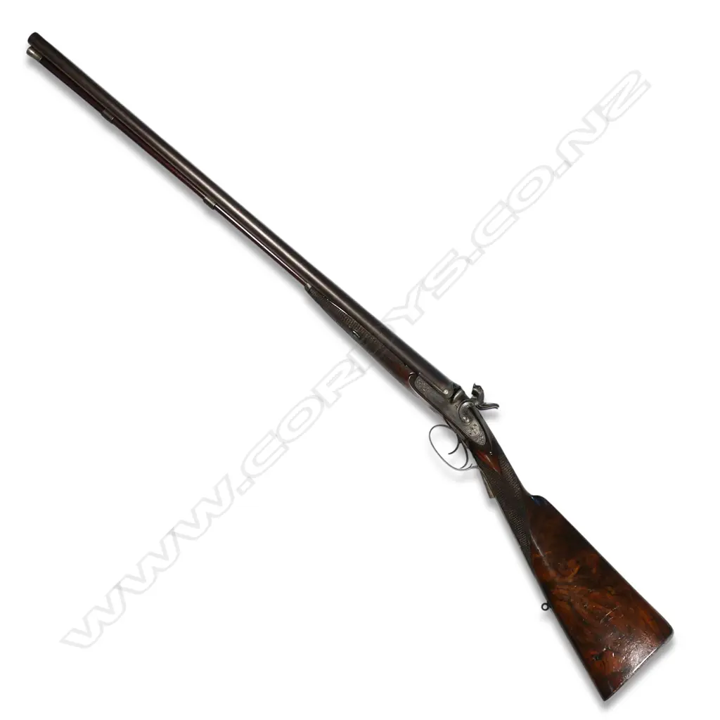 19thC John Colson double barrel percussion 16g shotgun, Image 1++