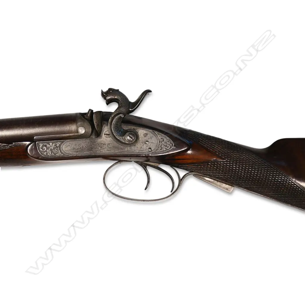 19thC John Colson double barrel percussion 16g shotgun, Image 1++