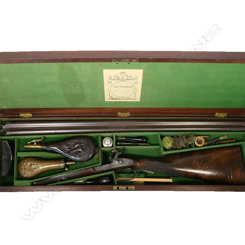 19thC John Colson double barrel percussion 16g shotgun, Image 1++
