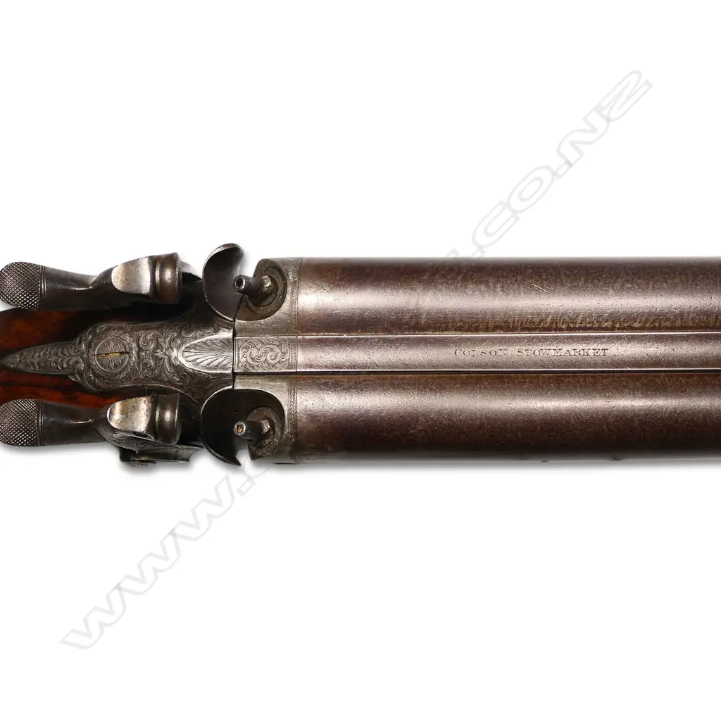 19thC John Colson double barrel percussion 16g shotgun, Image 1++