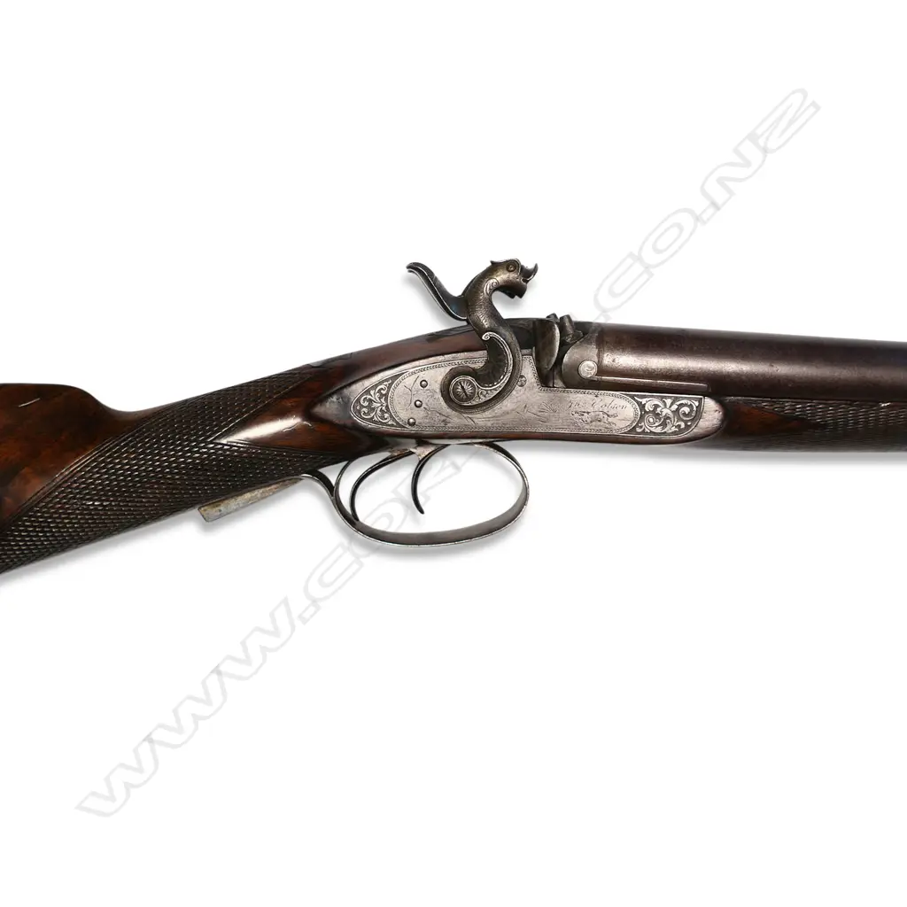 19thC John Colson double barrel percussion 16g shotgun, Image 1++